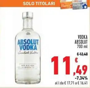 Conad VODKA ABSOLUT 700 ml offerta