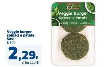 Sigma Veggie burger spinaci e patate Savi offerta