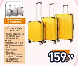 Unieuro SET 3 TROLLEY RIGIDI 20"/24"/28" offerta
