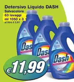 Prix Quality Detersivo Liquido DASH Salvacolore 63 lavaggi ml 1050 x 3 offerta
