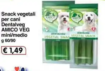 Famila Amico Veg Dentalveg Snack vegetali per cani mini/medio 60/90g offerta