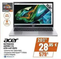 Expert acer NOTEBOOK ASPIRE 3 15 A315-44P-R5PO offerta