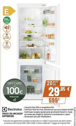 Expert Electrolux FRIGO DA INCASSO ENT6NE185 offerta