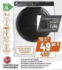 Expert Hoover LAVATRICE SLIM H7W449AMBCS offerta