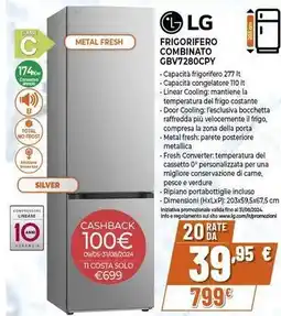 Expert LG FRIGORIFERO COMBINATO GBV7280CPY offerta