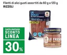 Filetti di alici gusti assortiti da 60 g a 120 g RIZZOLI