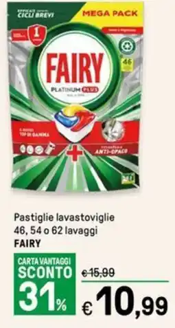 Iper La Grande Pastiglie lavastoviglie 46,54 o 62 lavaggi FAIRY offerta