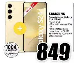 MediaWorld SAMSUNG Smartphone Galaxy S24 256 GB offerta
