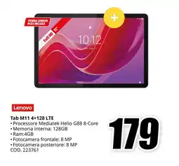 MediaWorld Lenovo Tab M11 4+128 LTE offerta