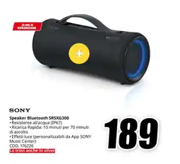 MediaWorld SONY Speaker Bluetooth SRSXG300 offerta