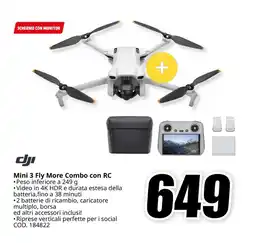 MediaWorld dji Mini 3 Fly More Combo con RC offerta