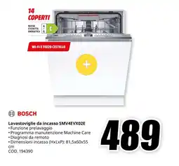 MediaWorld BOSCH Lavastoviglie da incasso SMV4EVX02E offerta