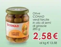 Conad Olive CONAD verdi farcite in olio di semi di girasole 285 g offerta