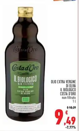 Conad OLIO EXTRA VERGINE DI OLIVA IL BIOLOGICO COSTA D'ORO non filtrato 1 l offerta