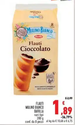 Conad FLAUTI MULINO BIANCO BARILLA vari tipi 280 g conf. da 8 pezzi offerta