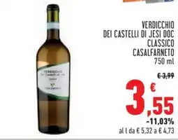 Conad VERDICCHIO DEI CASTELLI DI JESI DOC CLASSICO CASALFARNETO 750 ml offerta