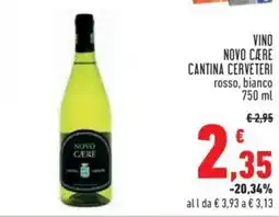 Conad VINO NOVO CÆRE CANTINA CERVETERI rosso, bianco 750 ml offerta