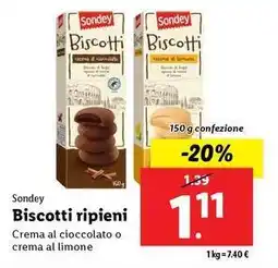 Lidl Sondey Biscotti ripieni 150 g confezione offerta
