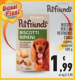 BISCOTTI PER CANI PETFRIENDS CONAD ripieni, assortiti 500 g