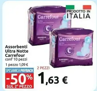 Carrefour Carrefour ultra notte assorbenti 10 pezzi offerta