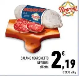 Conad Margherita SALAME NEGRONETTO NEGRONI all'etto offerta