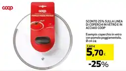 SULLA LINEA DI COPERCHI IN VETRO E IN ACCIAIO COOP
