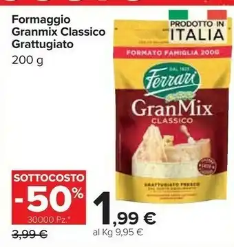 Carrefour Market Ferrari formaggio granmix grattugiato classico offerta