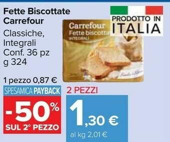 Carrefour Market Carrefour - fette biscottate classiche 324 g(ml) offerta