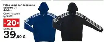 Carrefour Market Adidas felpa uomo con cappuccio squadra 21 offerta