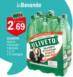 Crai ULIVETO acqua minerale naturale 1,5 It x 6 bottiglie offerta