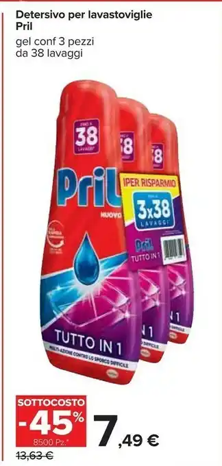 Carrefour Pril detersivo per lavastoviglie offerta