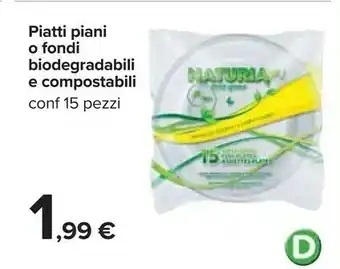 Naturia piatti piani o fondi biodegradabili e compostabili