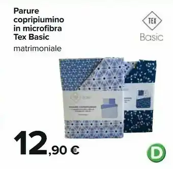 Carrefour Tex basic parure copriumino in microfibra offerta