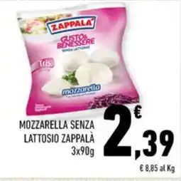 Conad Margherita MOZZARELLA SENZA LATTOSIO ZAPPALÀ 3x90g offerta