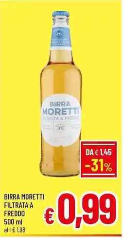 A&O BIRRA MORETTI FILTRATA A FREDDO 500 ml offerta