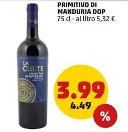 PENNY PRIMITIVO DI MANDURIA DOP 75 cl offerta