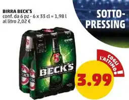 PENNY BIRRA BECK'S conf. da 6 pz - 6 x 33 cl offerta