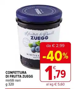 Iperal CONFETTURA DI FRUTTA ZUEGG mirtilli neri g 320 offerta