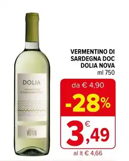 Iperal VERMENTINO DI SARDEGNA DOC DOLIA NOVA ml 750 offerta