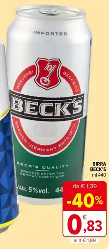 Iperal BIRRA BECK'S ml 440 offerta