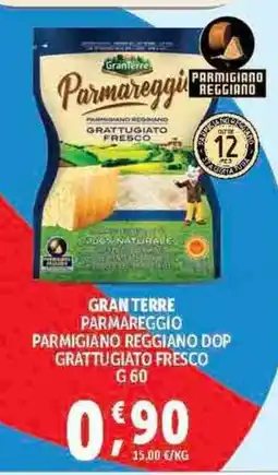 Deco Supermercati GRAN TERRE PARMAREGGIO PARMIGIANO REGGIANO DOP GRATTUGIATO FRESCO g 60 offerta