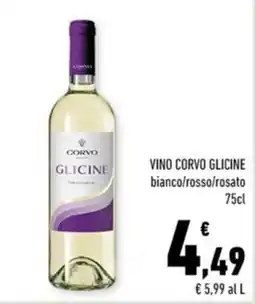 Conad VINO CORVO GLICINE bianco/rosso/rosato 75cl offerta