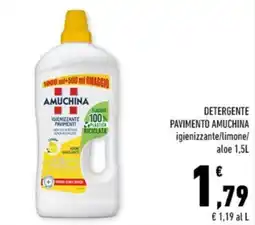 Conad DETERGENTE PAVIMENTO AMUCHINA igienizzante/limone/ aloe 1,5L offerta