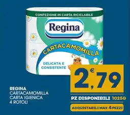 SeBón Supermercati REGINA CARTACAMOMILLA CARTA IGIENICA 4 ROTOLI offerta