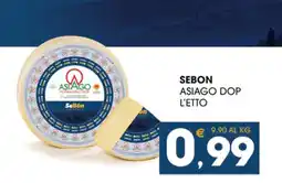 SeBón Supermercati SEBON ASIAGO DOP L'ETTO offerta