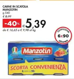 Bennet CARNE IN SCATOLA MANZOTIN g 540 offerta