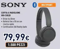 Unieuro SONY CUFFIA A PADIGLIONE WH-CH520 offerta