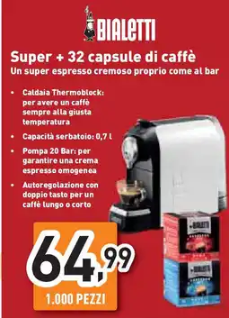 Unieuro BIALETTI Super + 32 capsule di caffè offerta