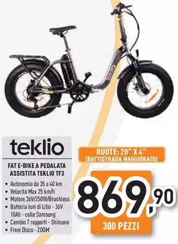 Unieuro teklio FAT E-BIKE A PEDALATA ASSISTITA TEKLIO TF3 offerta
