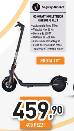 Unieuro Segway-Ninebot MONOPATTINO ELETTRICO NINEBOT F2 PLUS offerta